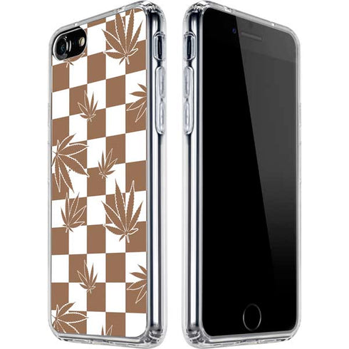 Marijuana Brown Checkered iPhone SE (2nd & 3rd Gen) Clear Case