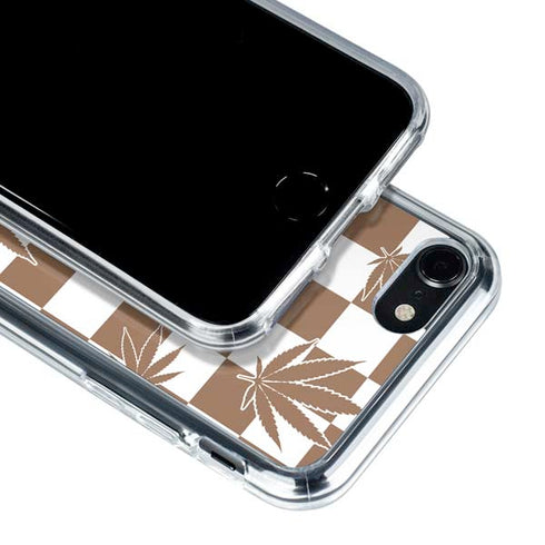 Marijuana Brown Checkered iPhone SE (2nd & 3rd Gen) Clear Case