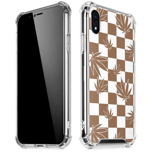 Marijuana Brown Checkered iPhone XR Clear Case