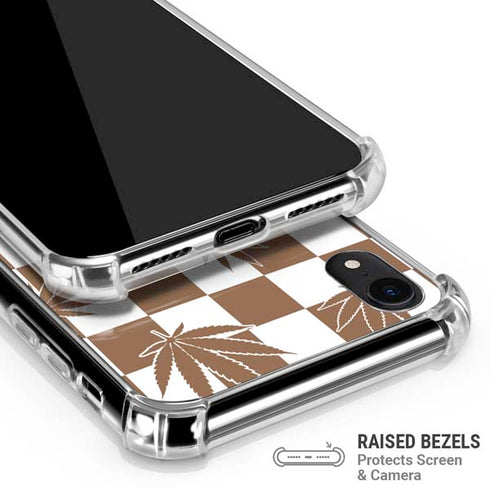 Marijuana Brown Checkered iPhone XR Clear Case