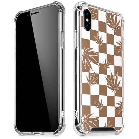 Marijuana Brown Checkered iPhone XS Max Clear Case