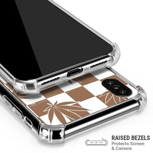Marijuana Brown Checkered iPhone XS Max Clear Case