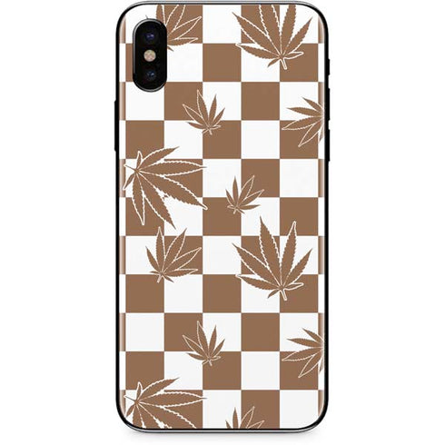 Marijuana Brown Checkered iPhone XS Skin