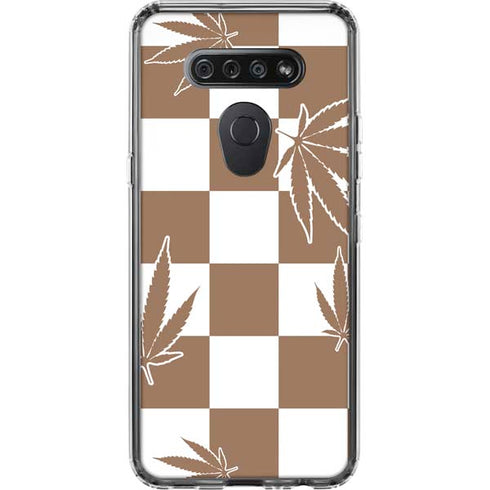 Marijuana Brown Checkered LG K51/Q51 Clear Case