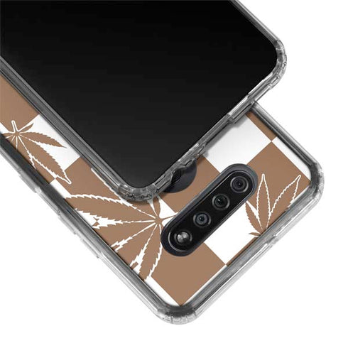 Marijuana Brown Checkered LG K51/Q51 Clear Case