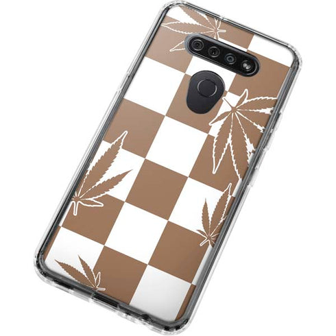 Marijuana Brown Checkered LG K51/Q51 Clear Case