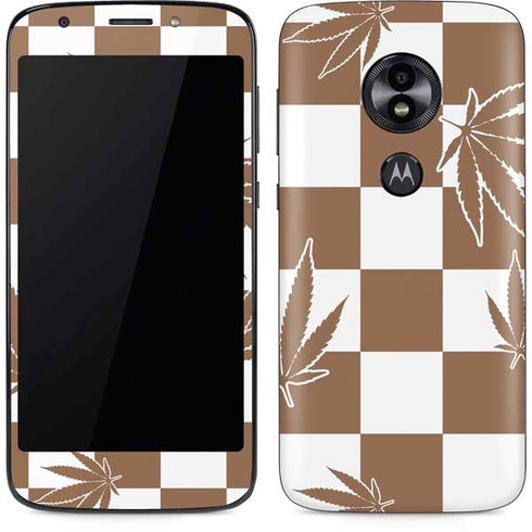 Marijuana Brown Checkered Moto E5 Play Skin