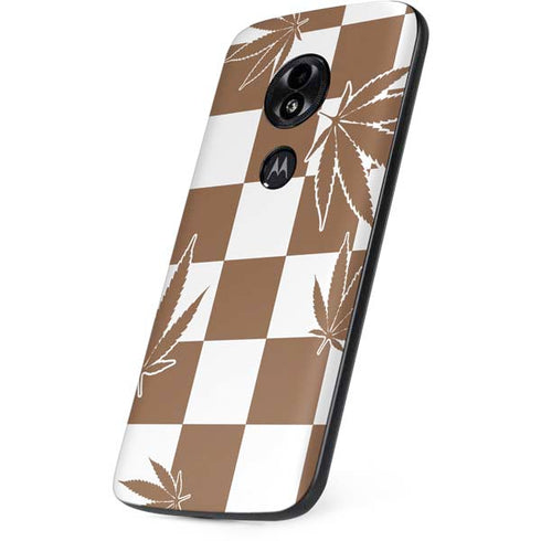 Marijuana Brown Checkered Moto E5 Play Skin