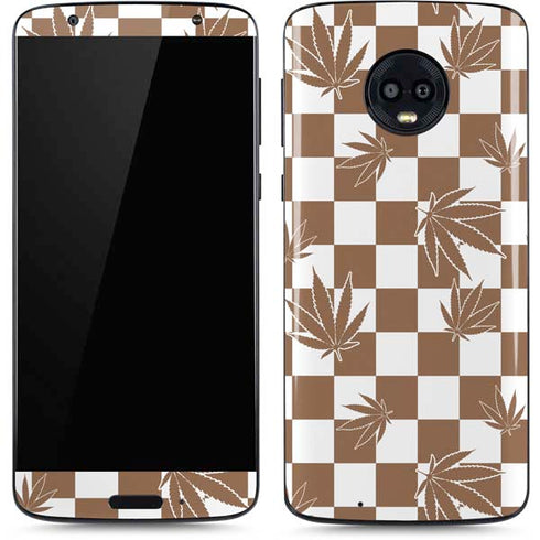 Marijuana Brown Checkered Moto G6 Skin