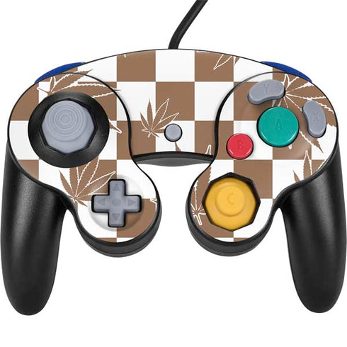 Marijuana Brown Checkered Nintendo GameCube Controller Skin