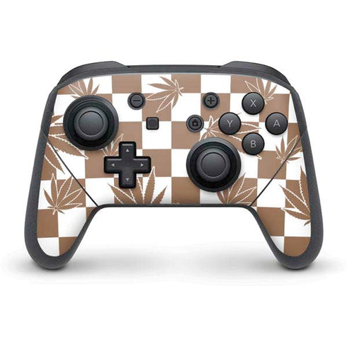 Marijuana Brown Checkered Nintendo Switch Pro Controller Skin