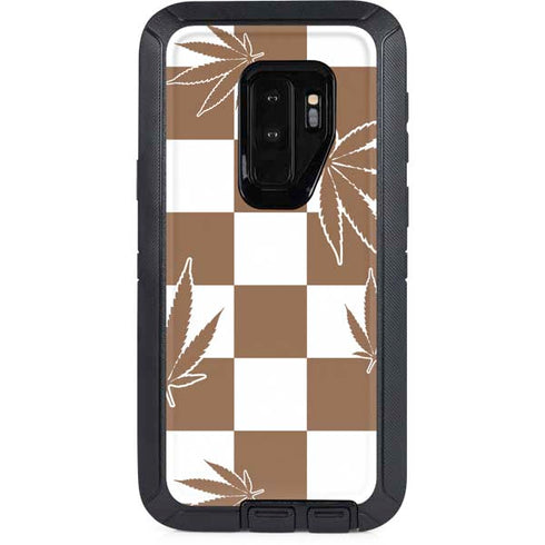 Marijuana Brown Checkered Otterbox Defender Galaxy Skin