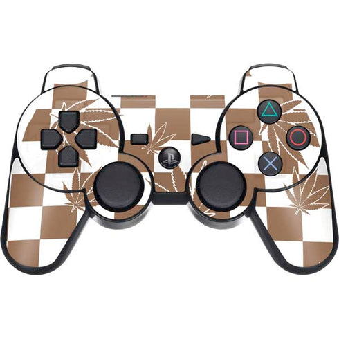 Marijuana Brown Checkered PS3 Dual Shock wireless controller Skin