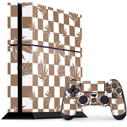 Marijuana Brown Checkered PS4 Console and Controller Bundle Skin