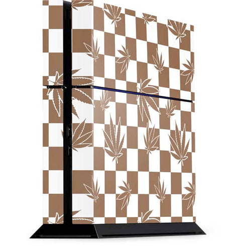 Marijuana Brown Checkered PS4 Console Skin