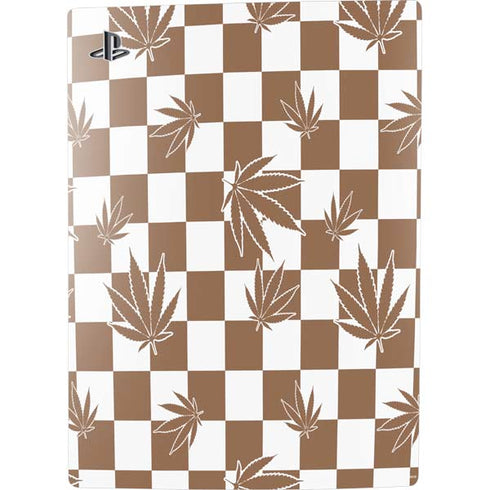 Marijuana Brown Checkered PS5 Digital Edition Console Skin
