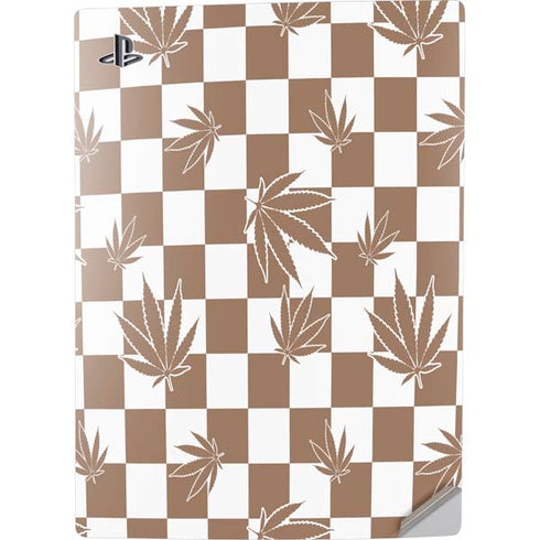 Marijuana Brown Checkered PS5 Digital Edition Console Skin