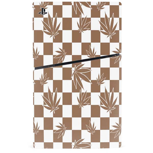 Marijuana Brown Checkered PS5 Slim Disk Console Skin