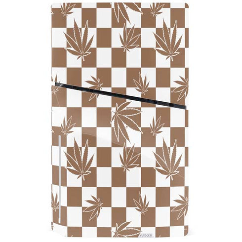 Marijuana Brown Checkered PS5 Slim Disk Console Skin