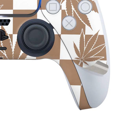 Marijuana Brown Checkered PS5 Slim Digital Edition Bundle Skin