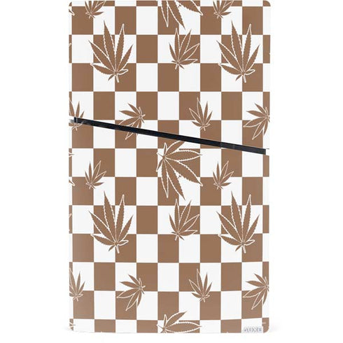 Marijuana Brown Checkered PS5 Slim Digital Edition Console Skin