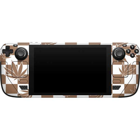 Marijuana Brown Checkered Steam Deck Handheld Gaming Computer Skin