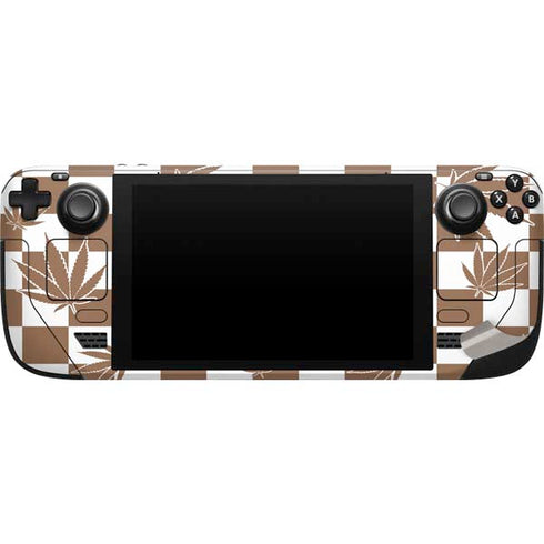 Marijuana Brown Checkered Steam Deck Handheld Gaming Computer Skin