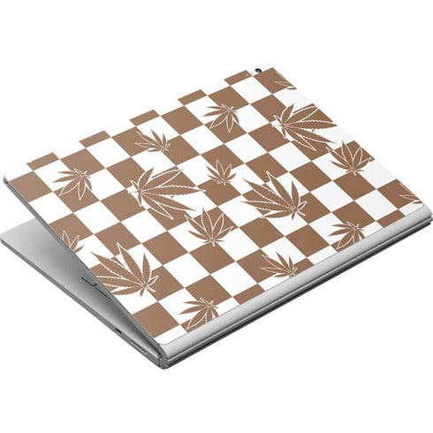 Marijuana Brown Checkered Surface Book Skin
