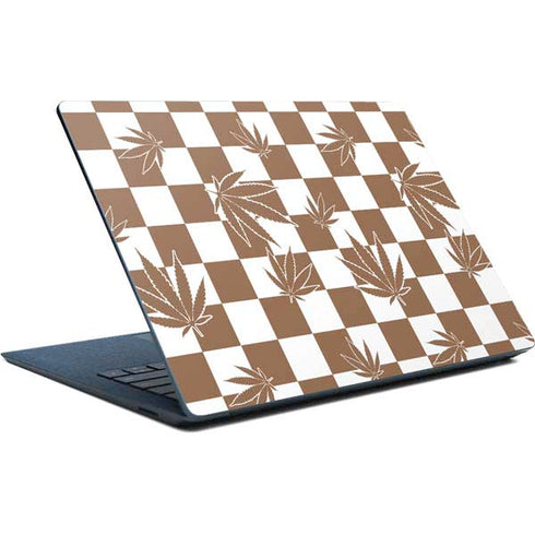 Marijuana Brown Checkered Surface Laptop Skin