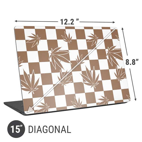 Marijuana Brown Checkered Universal Laptop 15in (12.2 x 8.8in) Skin