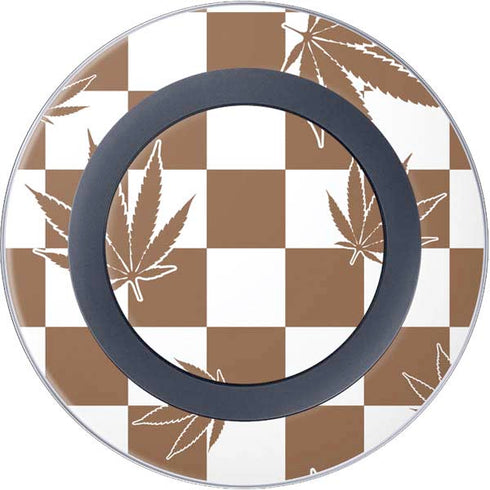 Marijuana Brown Checkered Wireless Charger Skin