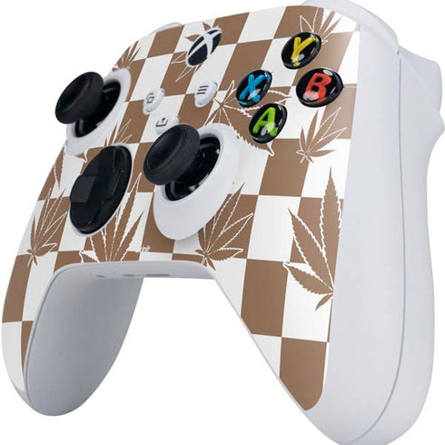 Marijuana Brown Checkered Xbox Series S Controller Skin