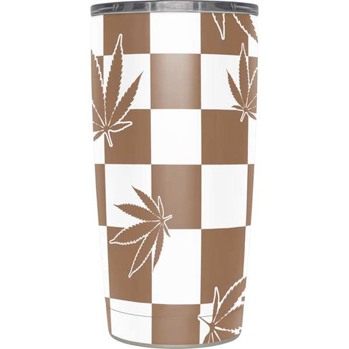 Marijuana Brown Checkered Yeti 20oz Tumbler Skin