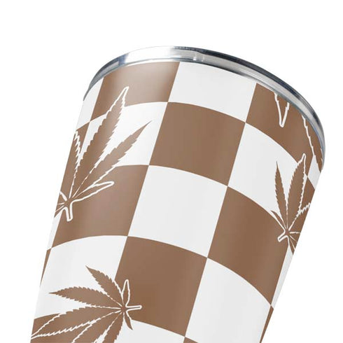 Marijuana Brown Checkered Yeti 20oz Tumbler Skin