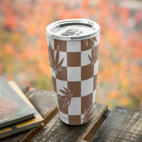 Marijuana Brown Checkered Yeti 20oz Tumbler Skin
