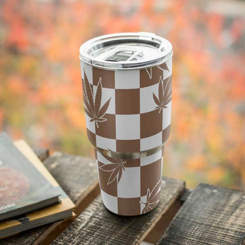 Marijuana Brown Checkered Yeti 30oz Rambler Tumbler Skin