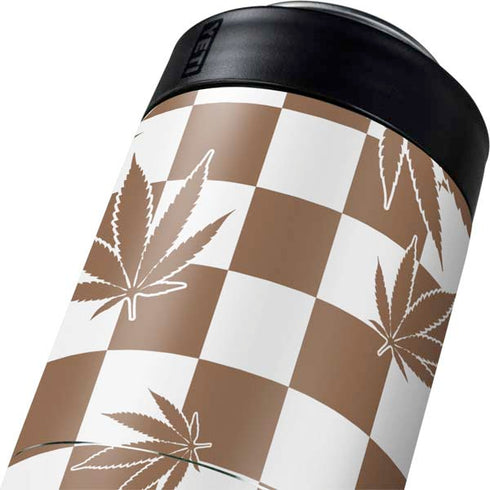 Marijuana Brown Checkered Yeti Colster Can Insulator Skin