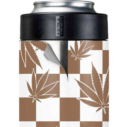 Marijuana Brown Checkered Yeti Colster Can Insulator Skin