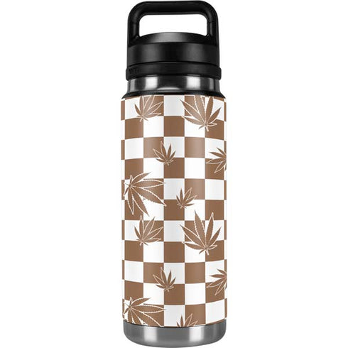 Marijuana Brown Checkered YETI Rambler 26oz Bottle Skin