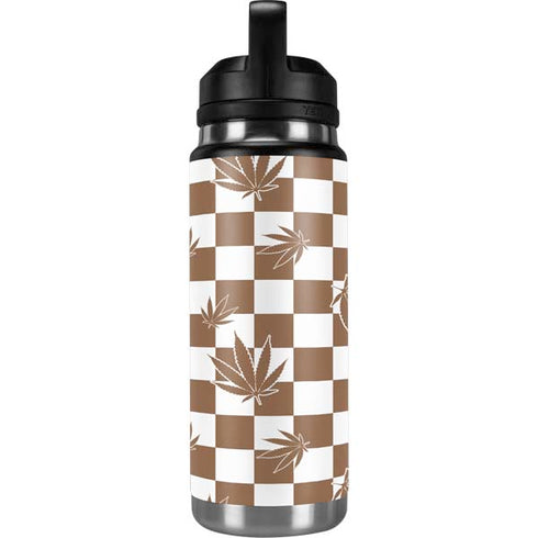 Marijuana Brown Checkered YETI Rambler 26oz Bottle Skin