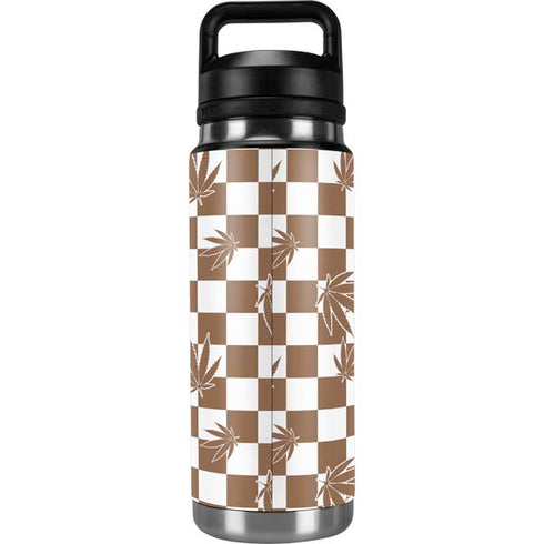 Marijuana Brown Checkered YETI Rambler 26oz Bottle Skin