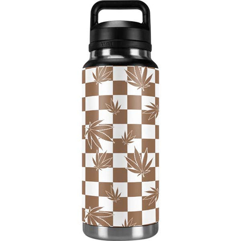 Marijuana Brown Checkered YETI Rambler 36oz Bottle Skin