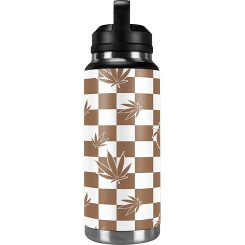 Marijuana Brown Checkered YETI Rambler 36oz Bottle Skin