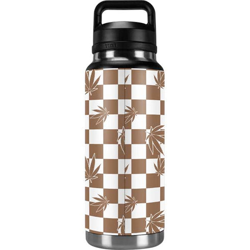 Marijuana Brown Checkered YETI Rambler 36oz Bottle Skin