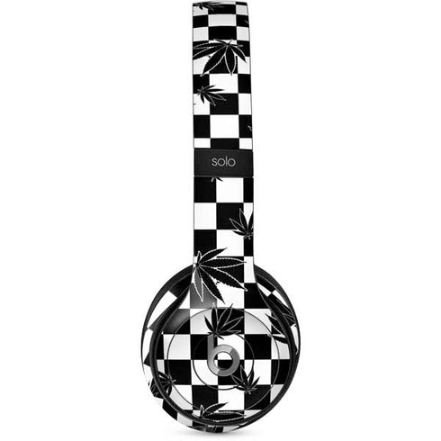 Marijuana Checkered Beats Solo 2 Wired Skin