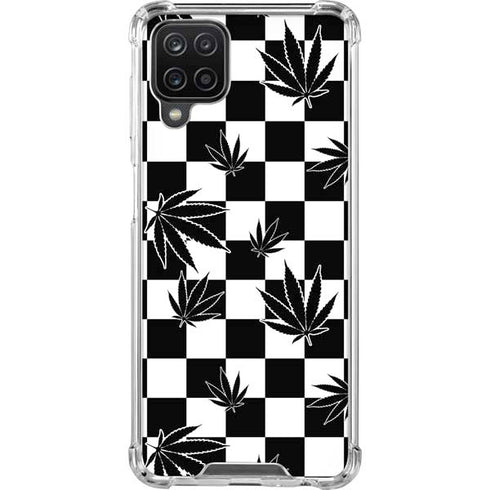 Marijuana Checkered Galaxy A12 Clear Case