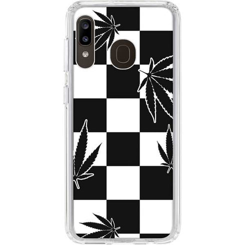 Marijuana Checkered Galaxy A20 Clear Case