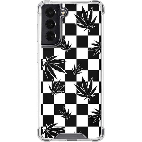 Marijuana Checkered Galaxy S22 Clear Case