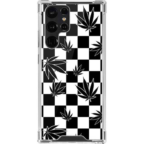Marijuana Checkered Galaxy S22 Ultra Clear Case