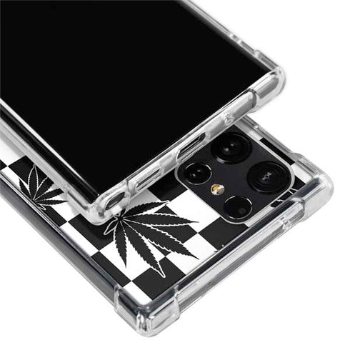 Marijuana Checkered Galaxy S22 Ultra Clear Case